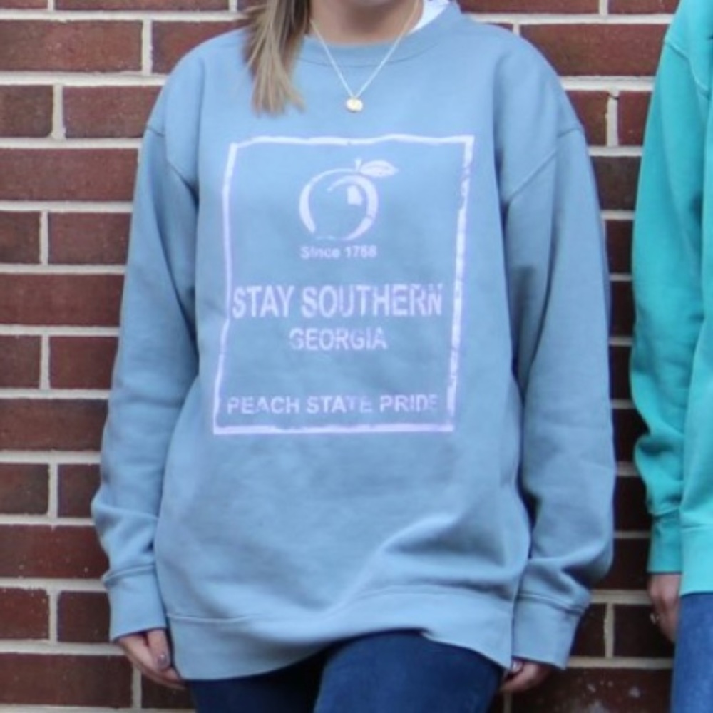 PEACH STATE PRIDE sweatshirt.
